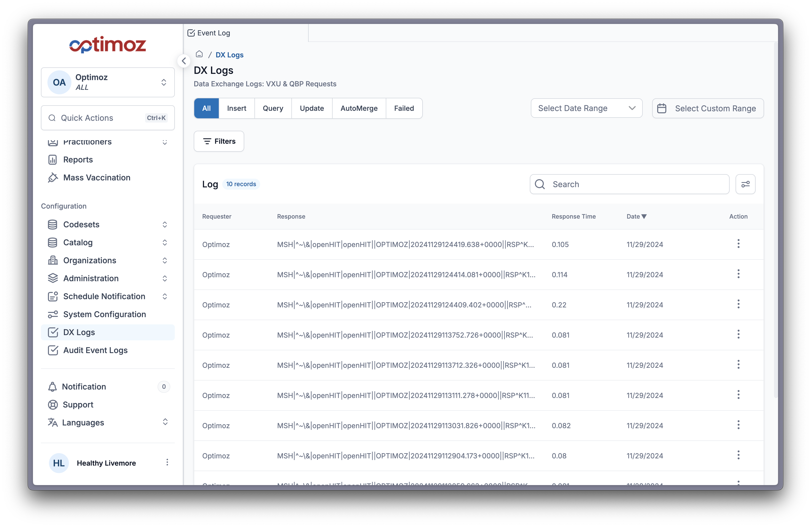 Data Exchange Logs